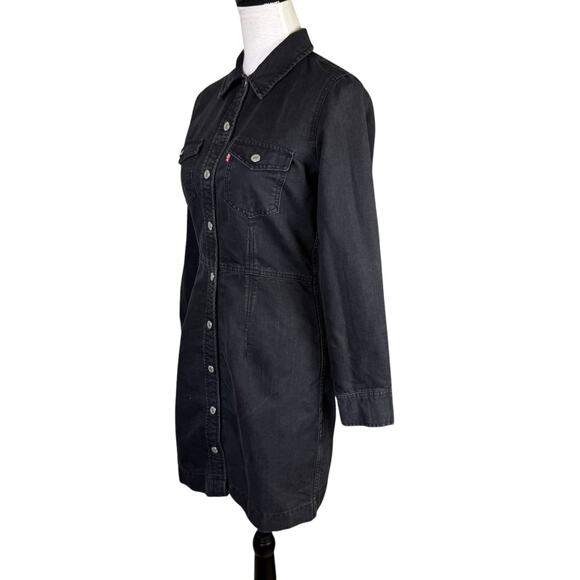 Levi's Black Denim Shirt Dress - Picture 4 of 15